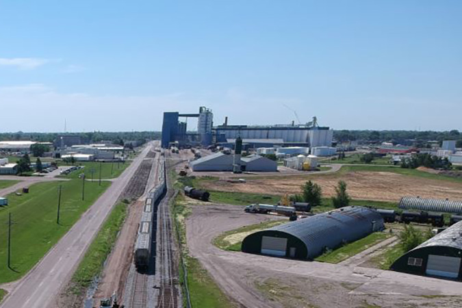 A BNSF shuttle train at the mill in 2022. Photo by Trent Berg, Houston Engineering, Inc. A BNSF shuttle train at the mill in 2022. Photo by Trent Berg, Houston Engineering, Inc.